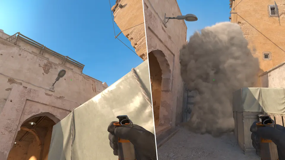 Guia de Granadas - Mid doors waterfall smoke from xbox