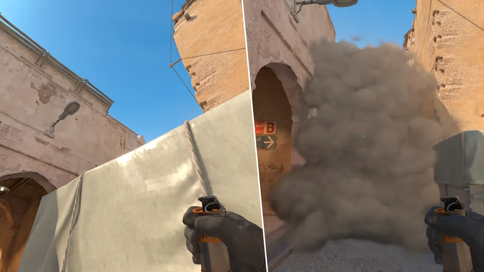 Guia de Granadas - Xbox to mid door waterfall smoke