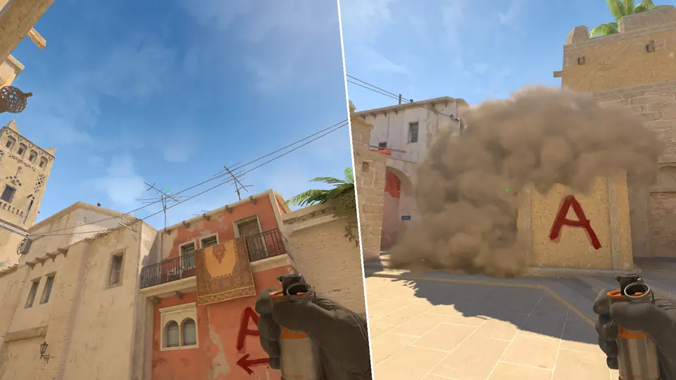 Guia de Granadas - Stairs Smoke From T Spawn2