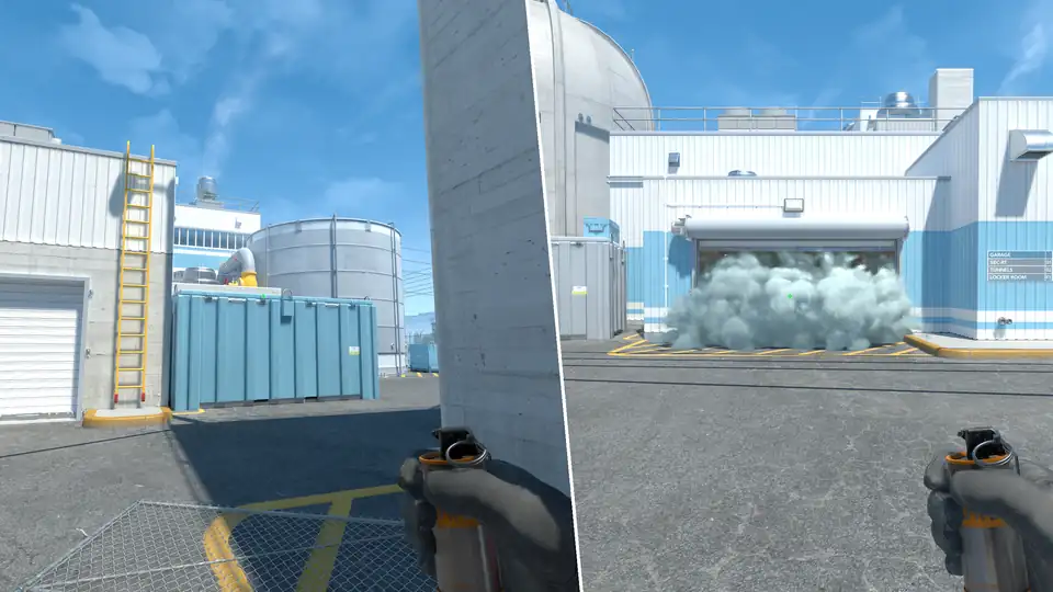 Guia de Granadas - Garage Smoke From T Spawn B